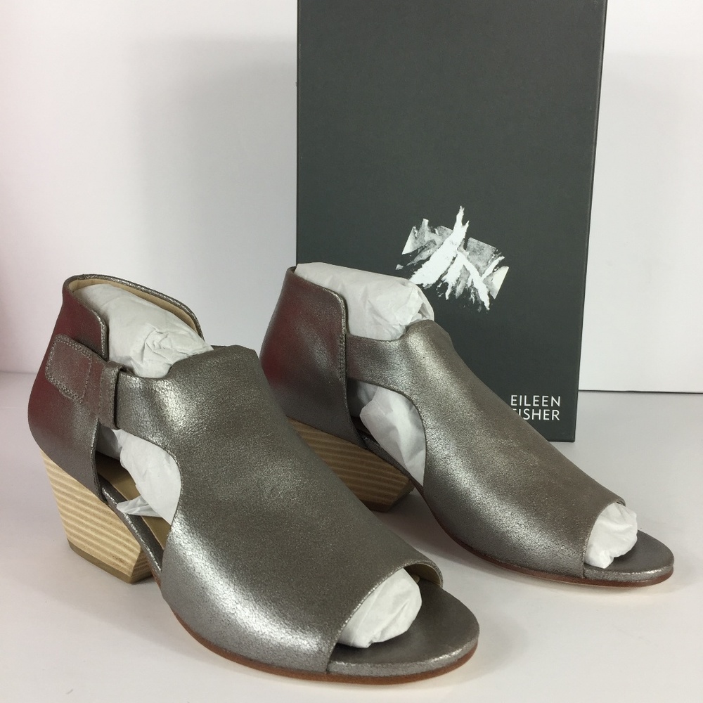 Eileen Fisher Iris Cutout Nubuck Peep Toe Sandals